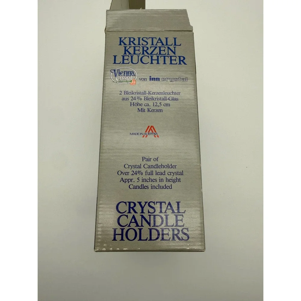 NEW Vintage Vienna Crystal Pair Crystal Candle Holders 24% Lead made in Austria